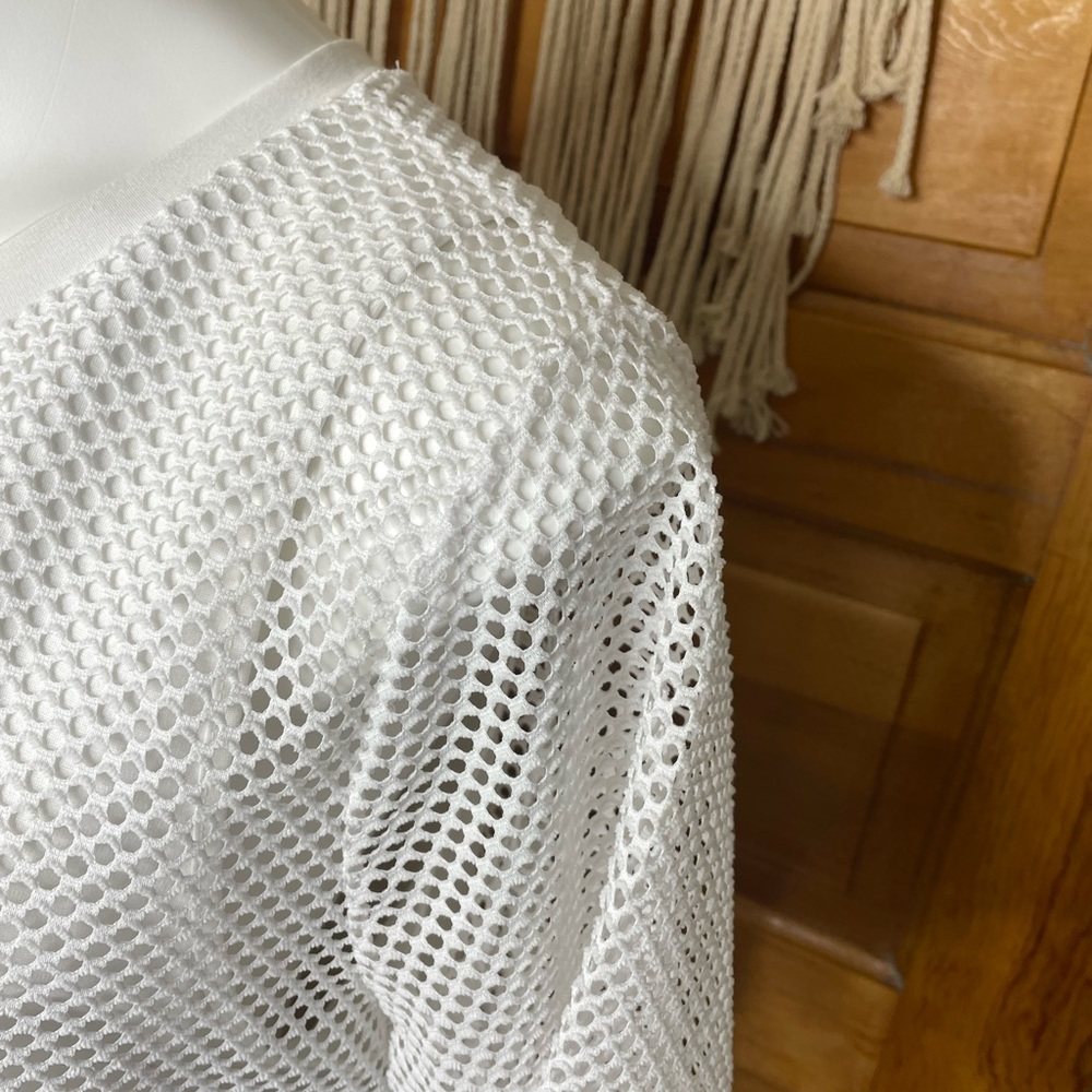 Banana Republic White Mesh Layered Short Sleeve Crewneck Blouse - Picture 10 of 16